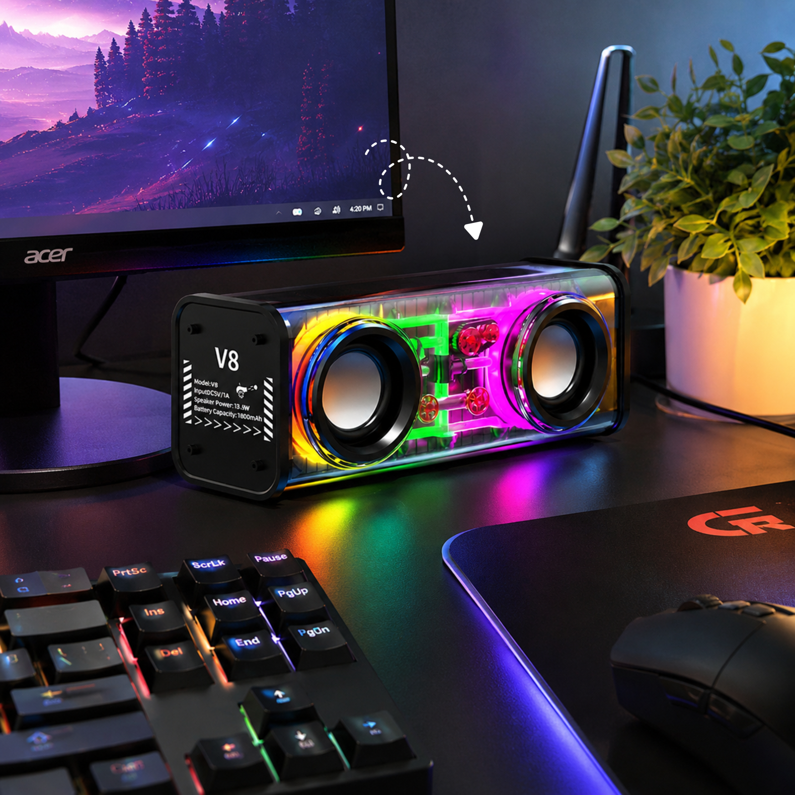 V8 Transparent RGB Bluetooth Speaker - Image 5