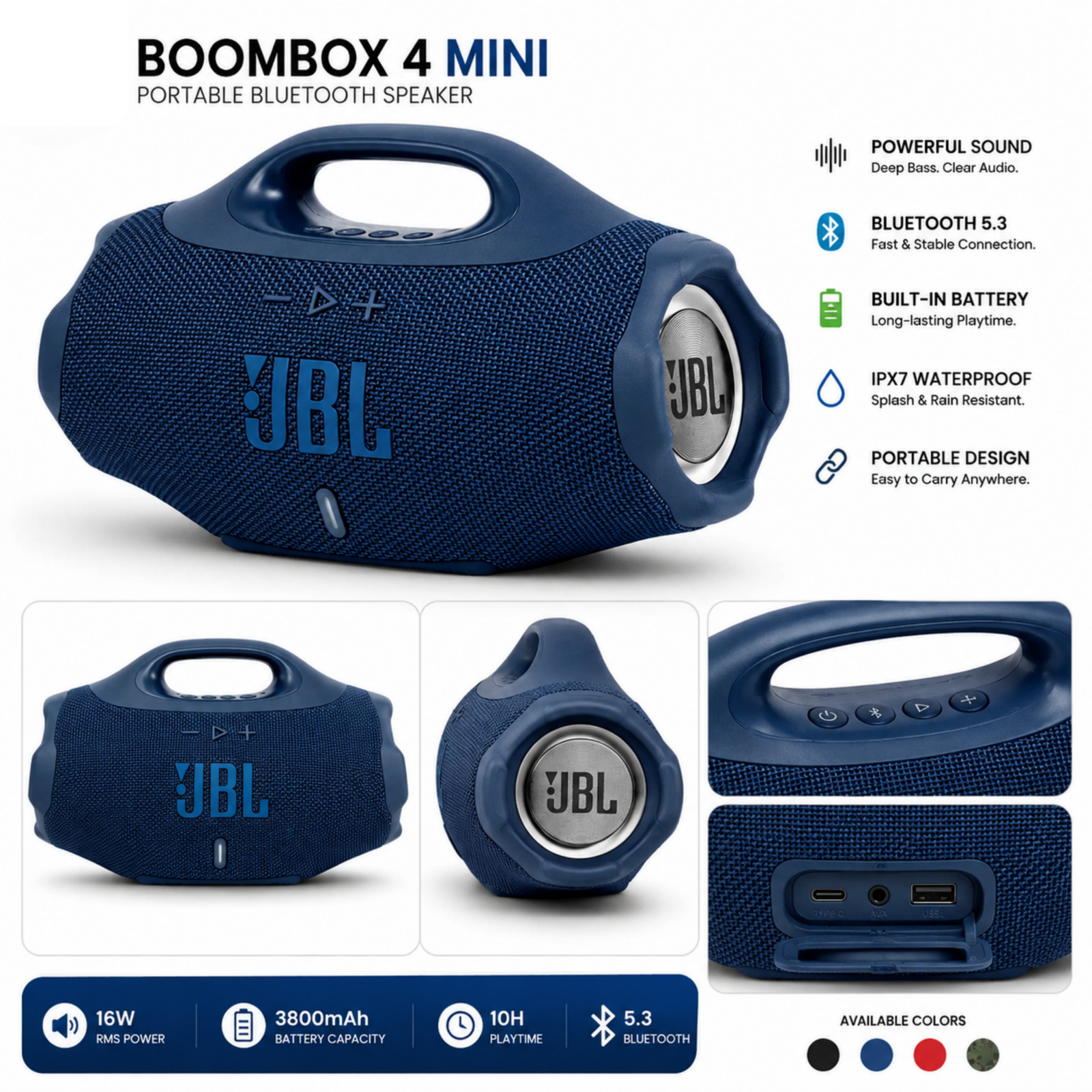 JBL Boombox 4 Mini Portable Bluetooth Speaker - Image 3