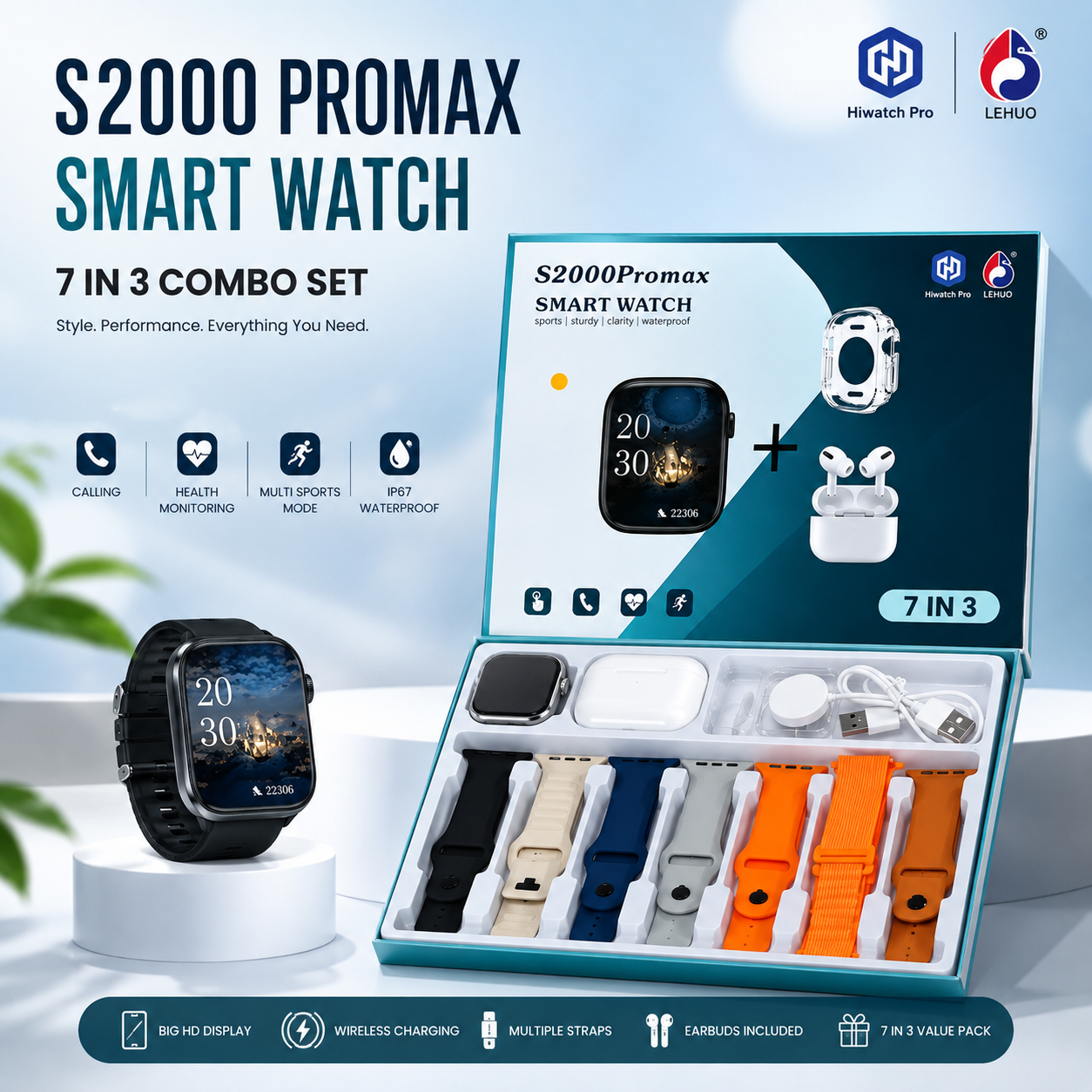 S2000 Promax Smart Watch – 7+3 Combo Package