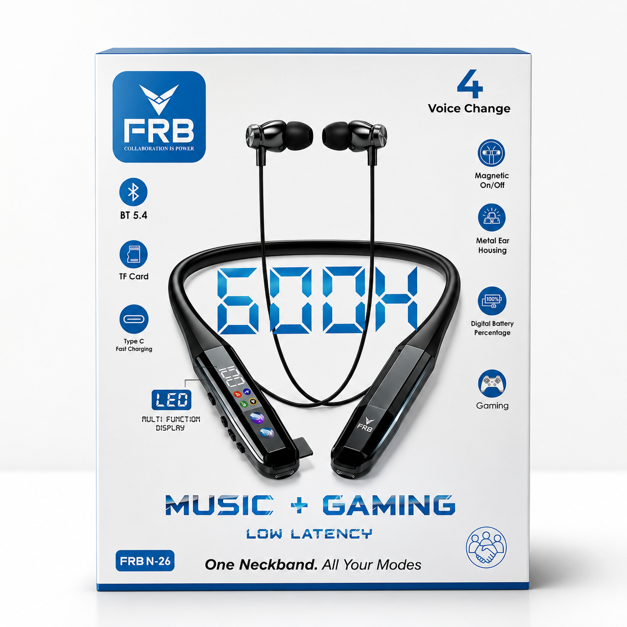 FRB N-26 Wireless Neckband đĨ (Music + Gaming Low Latency)