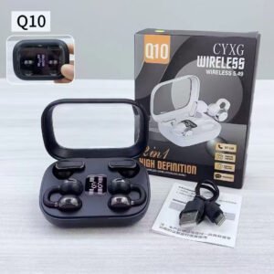 Q10 2in1 Premium Headset একটি চার্জিং কেসেই পাচ্ছেন ২ জোড়া (৪টি) Wireless Earbuds