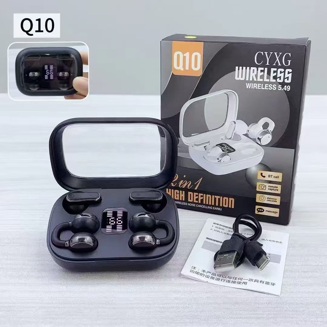 Q10 2in1 Premium Headset একটি চার্জিং কেসেই পাচ্ছেন ২ জোড়া (৪টি) Wireless Earbuds